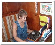 Kathy Parsons uses wifi aboard Kathy Parsons uses wifi aboard