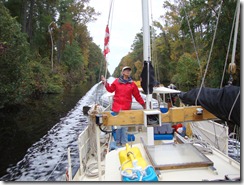 Ruth at the helm, Dismal Swamp Canal