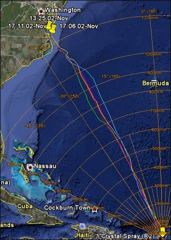 Caribbean 1500's route, from Chesapeake Bay to the British Virgin Islands - Photo from the Caribbean 1500 website www.carib1500.com