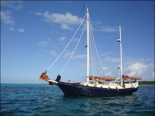 At anchor at Whale Cay in the Berrie Islands At anchor at Whale Cay in the Berrie Islands
