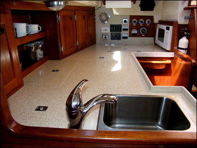 Wind Borne III's galley refitted 