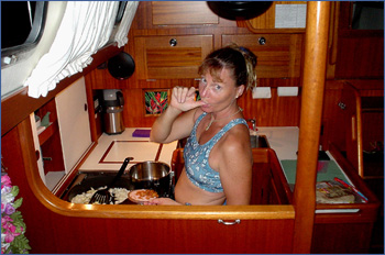 Amanda Swan Neal's galley aboard Mahina Tiare