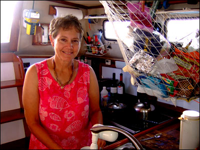 Kathy Parsons in Hale Kai's galley